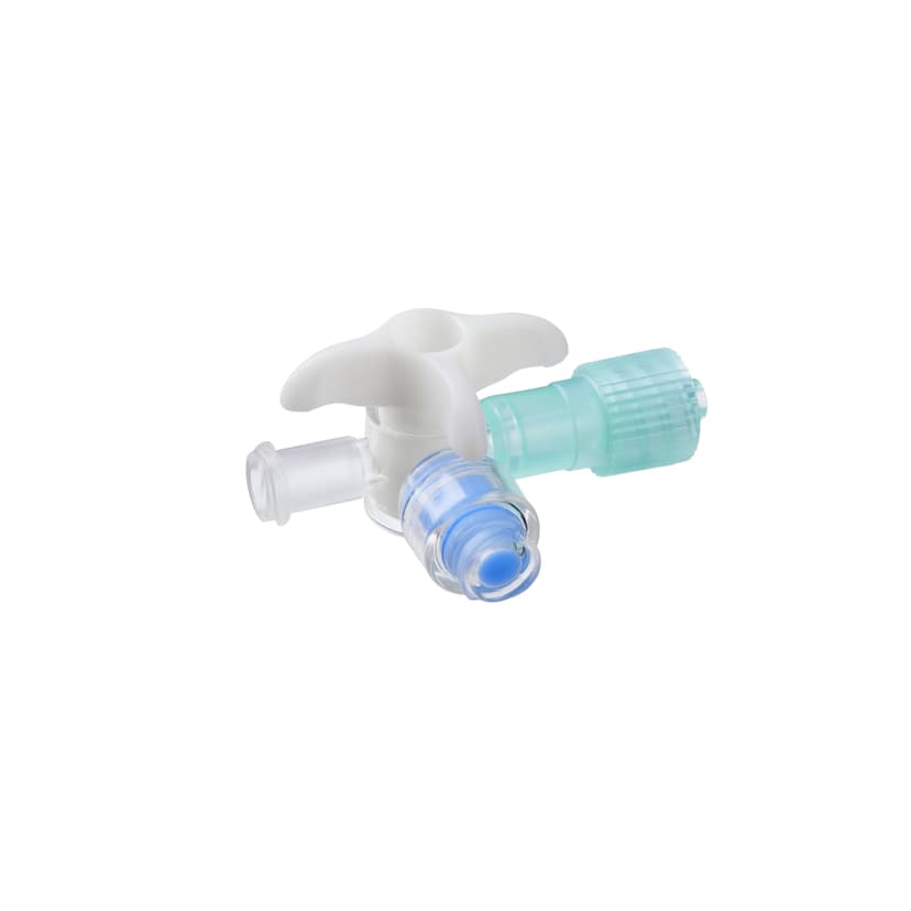 Discofix® C with Safeflow-white, with Safeflow valve, resistant to the effects of pharmaceuticals